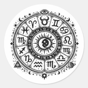 Sticker Rond Zodiac Arcana — Les Douze Signes par BurnsInHell