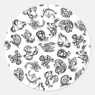 Sticker Rond Zodiac Astrologie Horoscope Motif