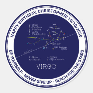 Sticker Rond Zodiac Constellation Virgo