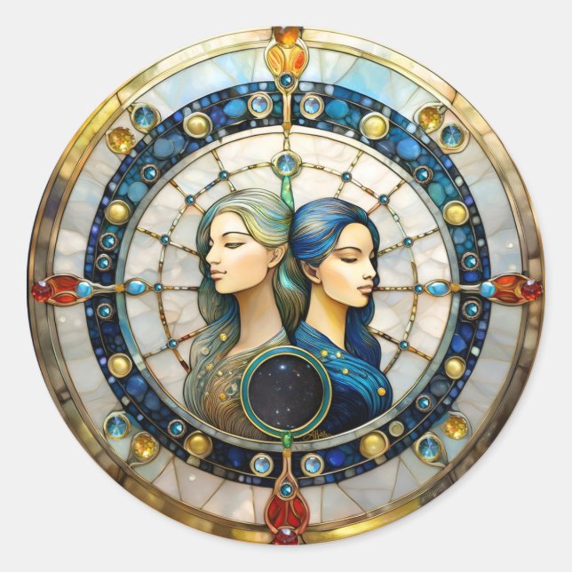 Sticker Rond Zodiac - Gemini Les Jumeaux (Devant)