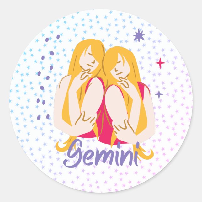 Sticker Rond Zodiac moderne Gemini Twins (Devant)