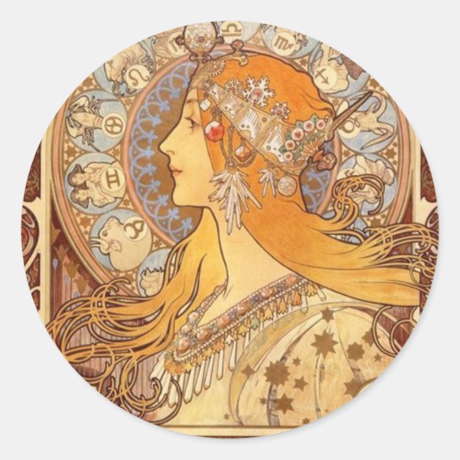 Sticker Rond Zodiac par Mucha (Devant)