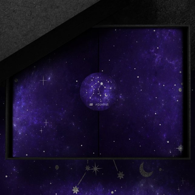 Sticker Rond Zodiac Purple Aquarius | Horoscope astrologique (Créateur téléchargé)