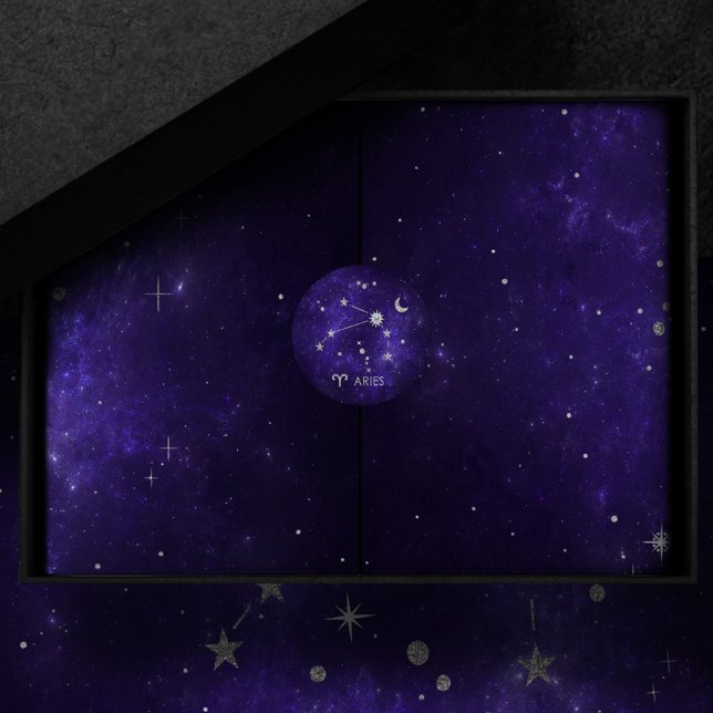 Sticker Rond Zodiac Purple Aries | Horoscope d'astrologie cosmi (Créateur téléchargé)