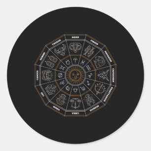 Sticker Rond Zodiac Wheel Horoscope Astrologie Science 12 Horos
