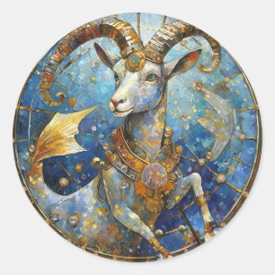 Sticker Rond Zodiaque - Capricorne Chèvre de mer
