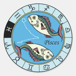 Sticker Rond zodiaque de pisces