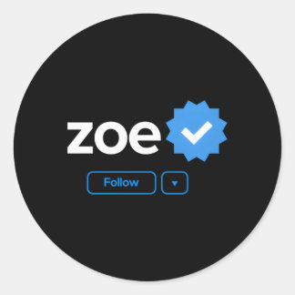 Sticker Rond Zoe Prénom Badge vérifié Médias sociaux Zoe
