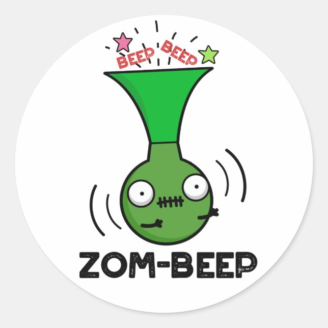 Sticker Rond Zom-beep Drôle Halloween Zombie Honker Pun (Devant)