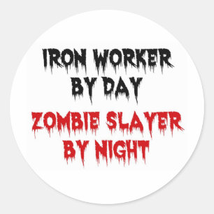 Sticker Rond Zombie du travailleur du fer