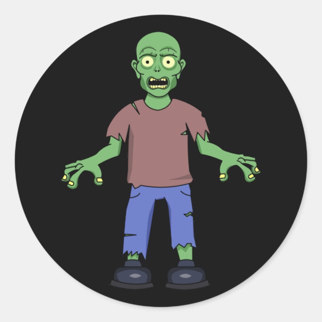 Sticker Rond Zombie effrayé (Devant)
