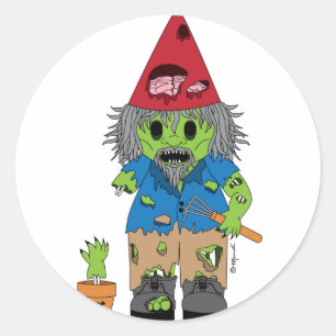 Sticker Rond Zombie Gnome
