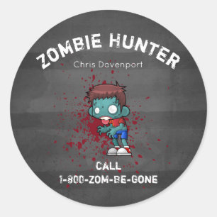 Sticker Rond Zombie Hunter with Blood Splatter Creepy