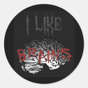 Sticker Rond Zombie : J'Aime Les Cerveaux
