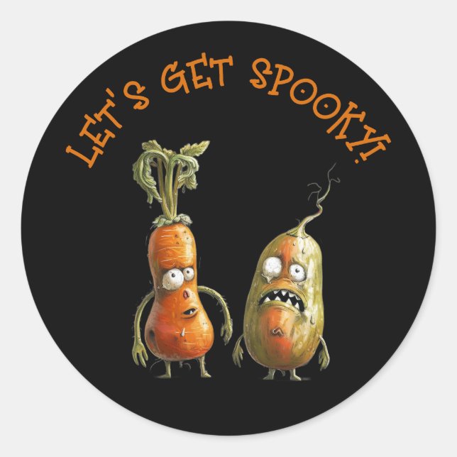 Sticker Rond Zombie légumes noir Halloween (Devant)