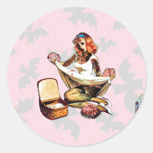 Sticker Rond Zombie Pin Ups
