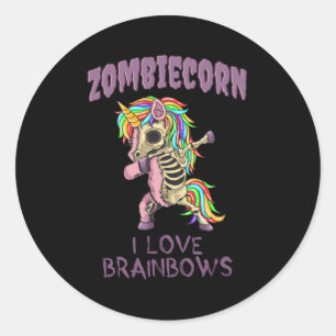 Sticker Rond Zombie Unicorn Halloween Dab Zombiecorn