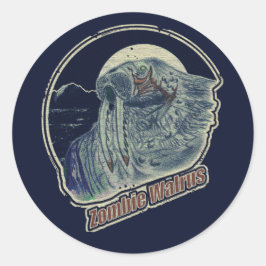Sticker Rond Zombie Walrus