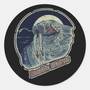 Sticker Rond Zombie Walrus R
