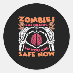 Sticker Rond Zombies Manger Cerveaux Classique