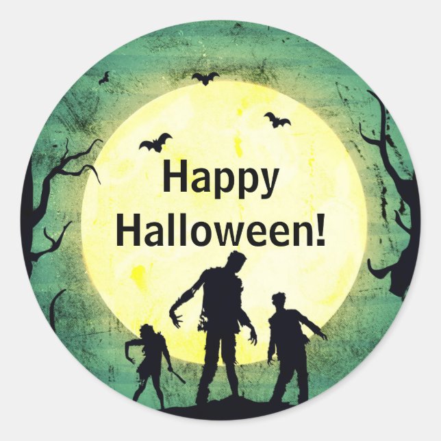 Sticker Rond Zombies morts Zombie parti Halloween (Devant)