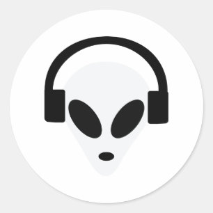 Sticker Rond zone 51 du alien du casque Dj