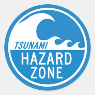 STICKER ROND ZONE DE DANGER TSUNAMI