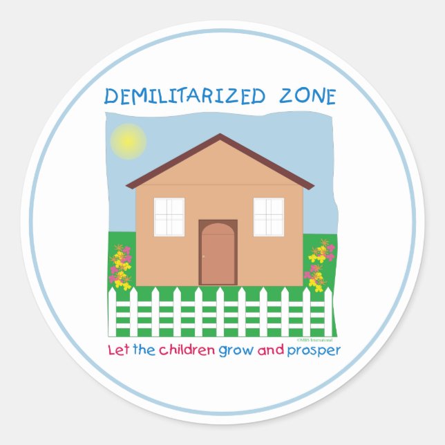 Sticker Rond Zone démilitarisée de sécurité Enfants Paix DMZ (Devant)