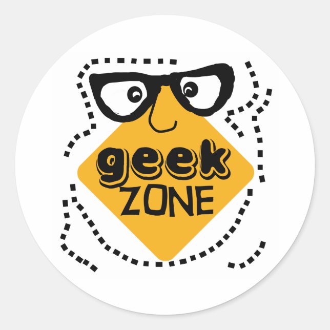 Sticker Rond Zone Geek d'avertissement jaune (Devant)