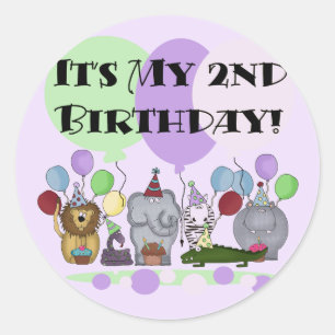 Sticker Rond Zoo Animaux 2e Anniversaire Tshirts et cadeaux