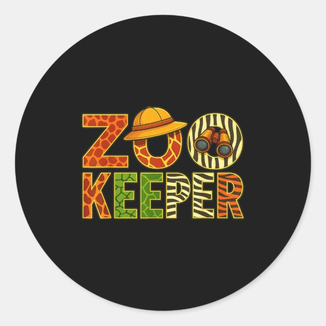 Sticker Rond Zookeeper Animals Safari Zoo Keeper Costume Adult  (Devant)