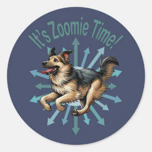Sticker Rond Zoomie Time Large Mutt