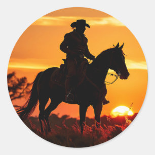 Sticker Rond ZOYNK Cowboy Sunset 0023384