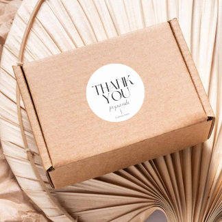 Sticker ronde minimaliste en Merci blanc