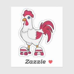 Sticker Rooster à Patinage en ligne avec Roller skates