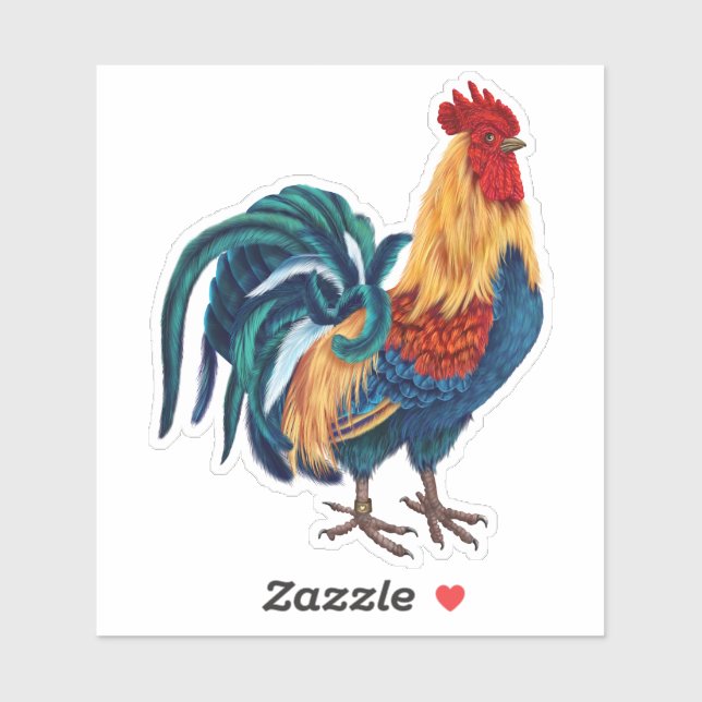 Sticker Rooster Coloré (Feuille)
