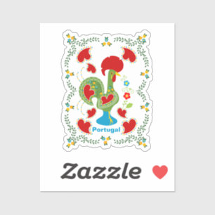 Sticker Rooster portugais de la chance en vert