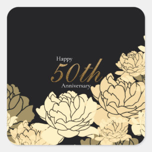 sticker rose 50e anniversaire or, tan et beige