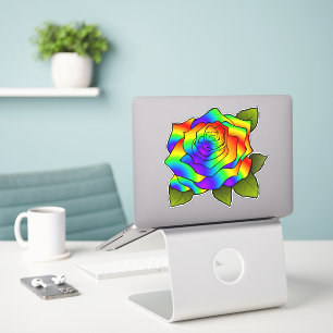 Sticker Rose arc-en-ciel