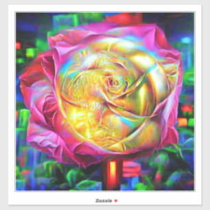 Sticker Rose arc-en-ciel psychédélique
