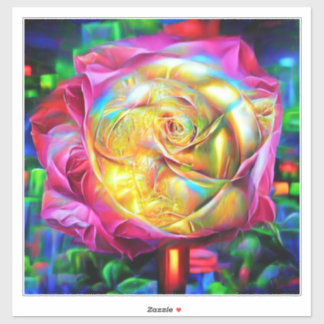 Sticker Rose arc-en-ciel psychédélique