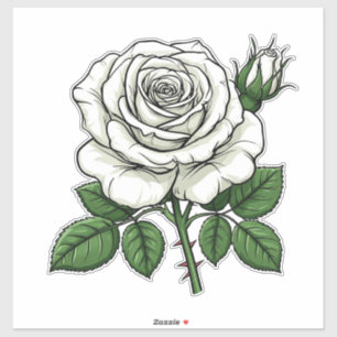 Sticker Rose Blanche Brillante