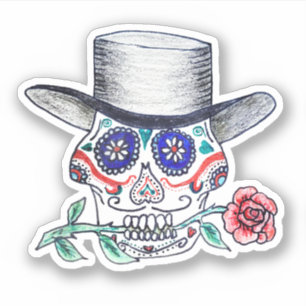 Sticker Rose de Calavera Halloween