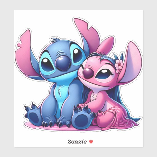 Sticker rose et bleu (Feuille)