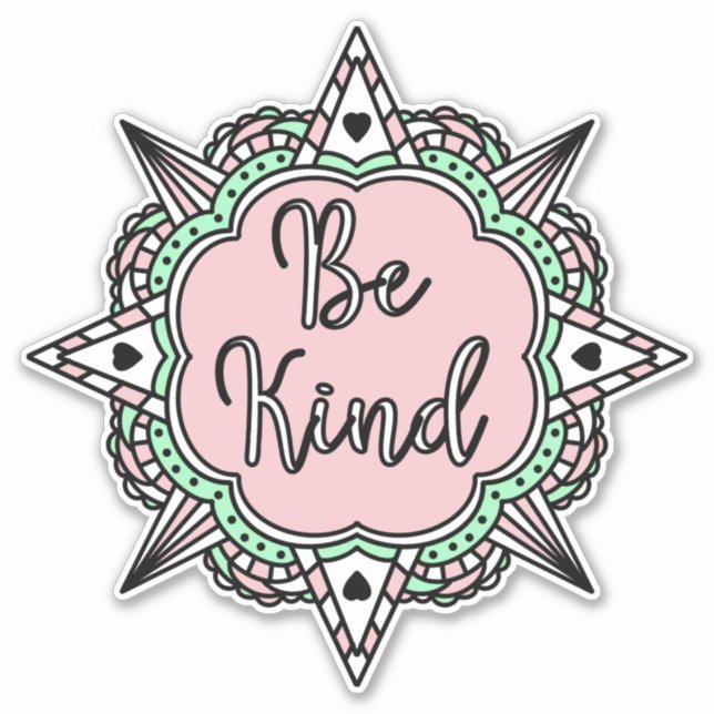 Sticker Rose et Mint vert Be Kind (Devant)