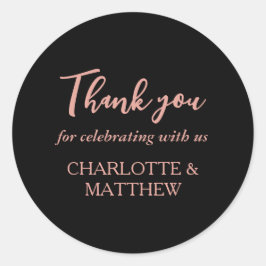 Sticker Rose et noir Mariage classique rond