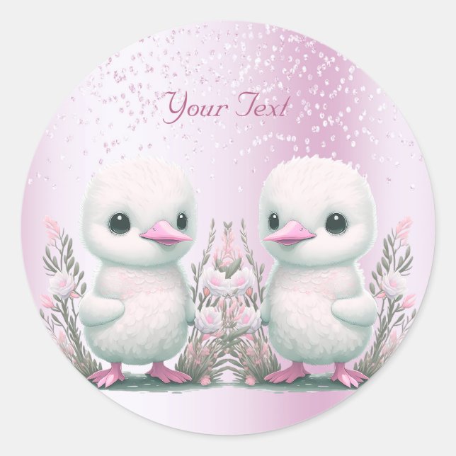 Sticker rose floral Twin Ducks (Devant)