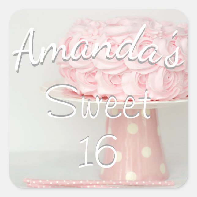 Sticker rose gâteau d'anniversaire Sweet 16 Person (Devant)