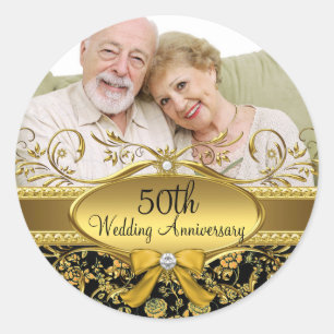 Sticker Rose Gold & Black Photo 50th Anniversary