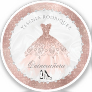Sticker Rose Gold Diamond Sparkle Glam Quinceanera